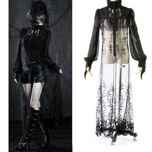 Chiffon lace beaded sheer dress gothic gypsy